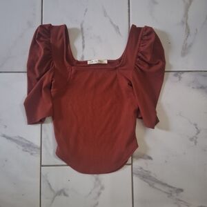 We The Free Terracotta Puff Sleeve Blouse